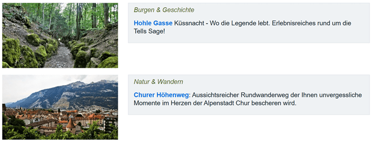 Aktuelle Ausflugstipps: Hohle Gasse und Höhenweg Chur
