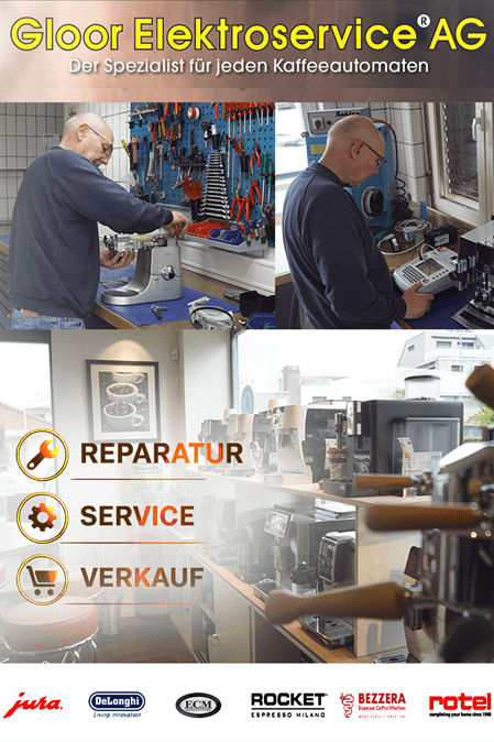 REPARATUR, SERVICE & VERKAUF – ALLES AUS EINER HAND Ihre Kaffeemaschine verdient den besten Service. Ob Vollautomat oder Siebträgermaschine – wir führen Reparaturen, Wartungen und Garantiearbeiten fachgerecht und professionell aus. Zusätzlich beraten wir Sie gerne beim Verkauf von De'Longhi Kaffeemaschinen und finden das passende Modell für Ihre Bedürfnisse. GARANTIEARBEITEN – EGAL WO GEKAUFT Als autorisierte Servicestelle bearbeiten wir Garantieansprüche für De'Longhi Kaffeemaschinen unabhängig vom Kaufort. WICHTIG: Bitte legen Sie bei Garantiearbeiten den vollständig ausgefüllten Garantieschein oder Kaufbeleg bei. Alternativ können Sie Ihre Kaffeemaschine während unserer Öffnungszeiten direkt bei uns abgeben. Gloor Elektroservice AG Reparatur. Service. Verkauf. – Professionell. Zuverlässig. Nachhaltig. Morgentalstrasse 42 8355 Aadorf 052 365 00 16 www.gloorelektroservice.ch